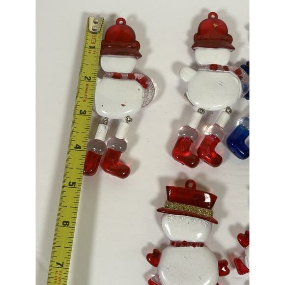 Set of 6 Dangle Legs Snowman Christmas Tree Ornaments Plastic - Picture 11 of 12